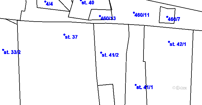 Parcela st. 41/2 v KÚ Chroustov, Katastrální mapa