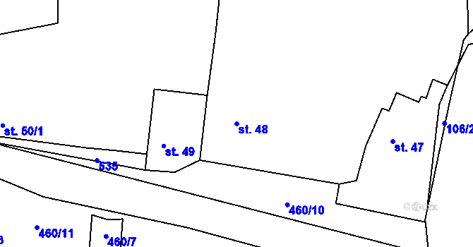 Parcela st. 48 v KÚ Chroustov, Katastrální mapa