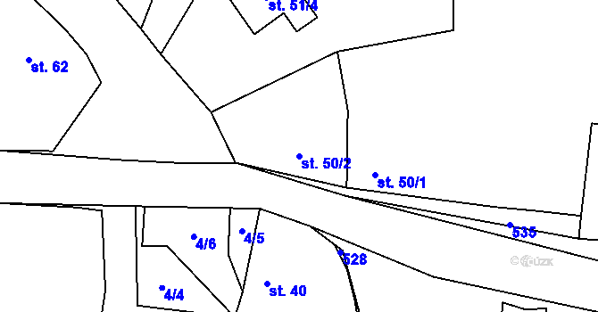 Parcela st. 50/2 v KÚ Chroustov, Katastrální mapa