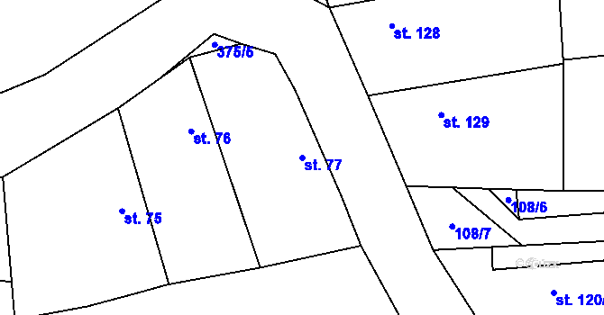 Parcela st. 77 v KÚ Chroustov, Katastrální mapa