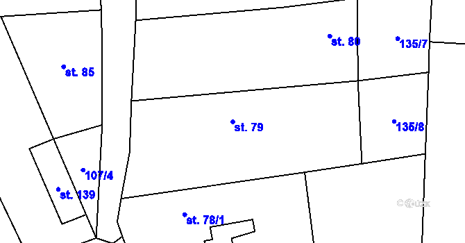Parcela st. 79 v KÚ Chroustov, Katastrální mapa