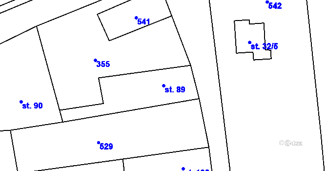 Parcela st. 89 v KÚ Chroustov, Katastrální mapa