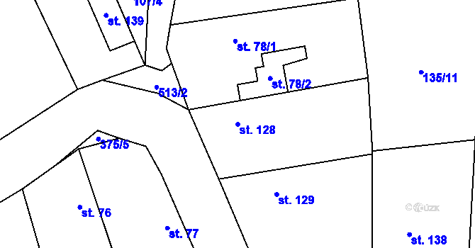 Parcela st. 128 v KÚ Chroustov, Katastrální mapa