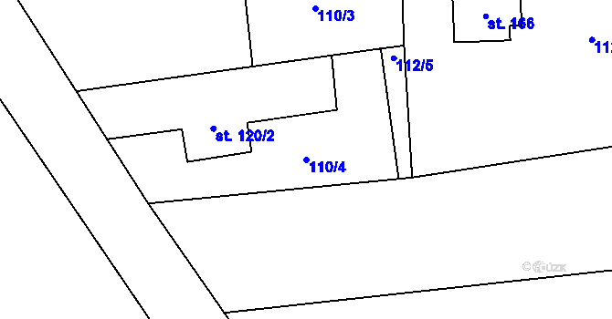 Parcela st. 110/4 v KÚ Chroustov, Katastrální mapa