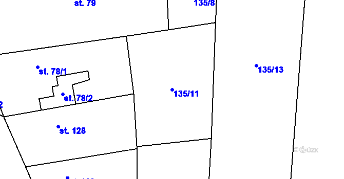 Parcela st. 135/11 v KÚ Chroustov, Katastrální mapa
