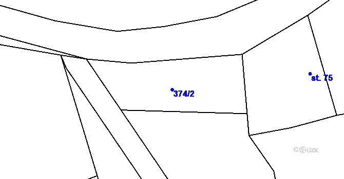 Parcela st. 374/2 v KÚ Chroustov, Katastrální mapa