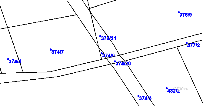 Parcela st. 374/6 v KÚ Chroustov, Katastrální mapa