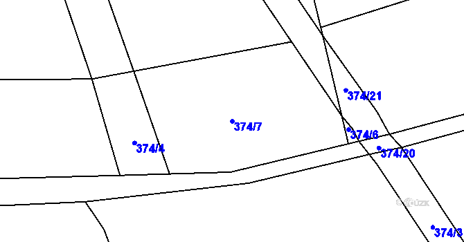 Parcela st. 374/7 v KÚ Chroustov, Katastrální mapa