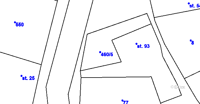 Parcela st. 460/5 v KÚ Chroustov, Katastrální mapa