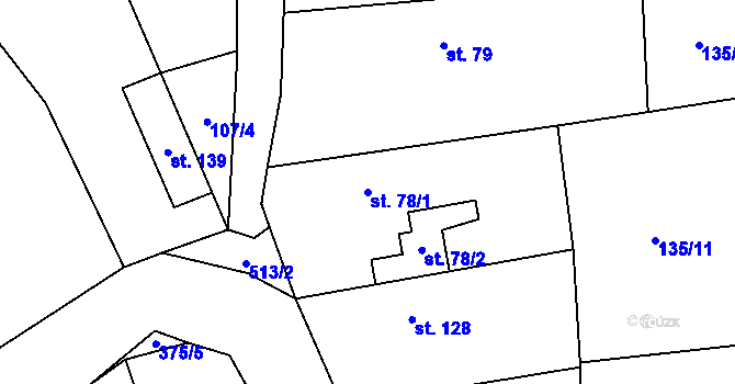 Parcela st. 78/1 v KÚ Chroustov, Katastrální mapa