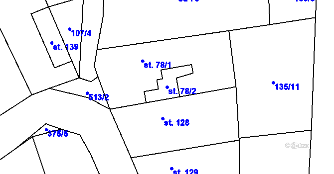 Parcela st. 78/2 v KÚ Chroustov, Katastrální mapa