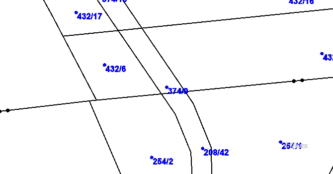 Parcela st. 374/9 v KÚ Chroustov, Katastrální mapa