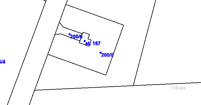 Parcela st. 200/5 v KÚ Chroustov, Katastrální mapa