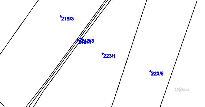 Parcela st. 223/1 v KÚ Chroustov, Katastrální mapa