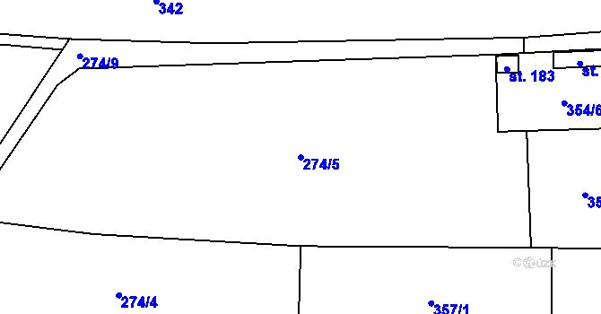 Parcela st. 274/5 v KÚ Chroustov, Katastrální mapa