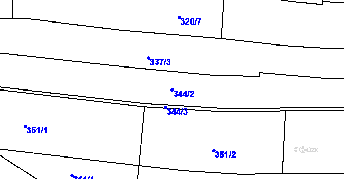 Parcela st. 344/2 v KÚ Chroustov, Katastrální mapa