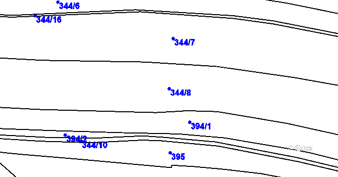 Parcela st. 344/8 v KÚ Chroustov, Katastrální mapa