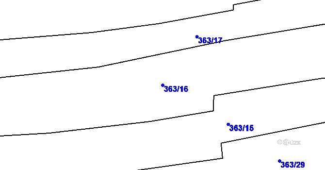 Parcela st. 363/16 v KÚ Chroustov, Katastrální mapa