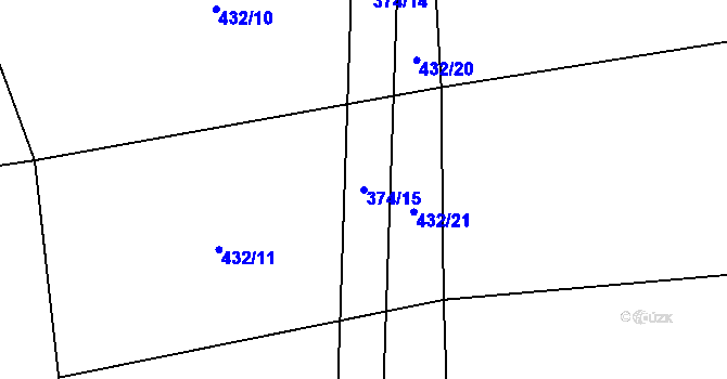 Parcela st. 374/15 v KÚ Chroustov, Katastrální mapa