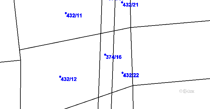 Parcela st. 374/16 v KÚ Chroustov, Katastrální mapa
