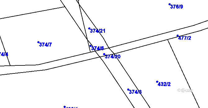 Parcela st. 374/20 v KÚ Chroustov, Katastrální mapa