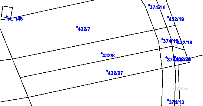 Parcela st. 432/8 v KÚ Chroustov, Katastrální mapa