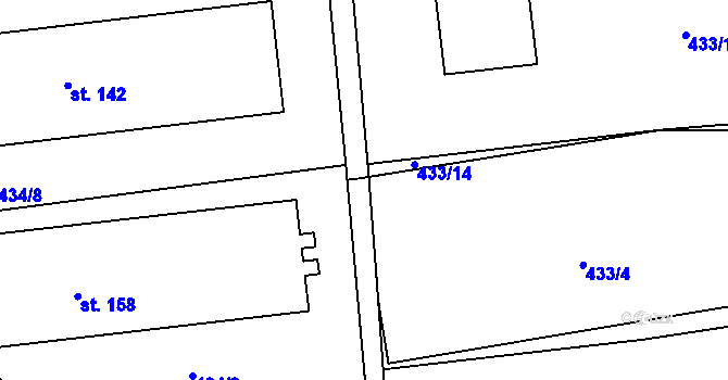 Parcela st. 433/5 v KÚ Chroustov, Katastrální mapa