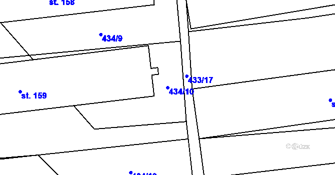Parcela st. 434/10 v KÚ Chroustov, Katastrální mapa