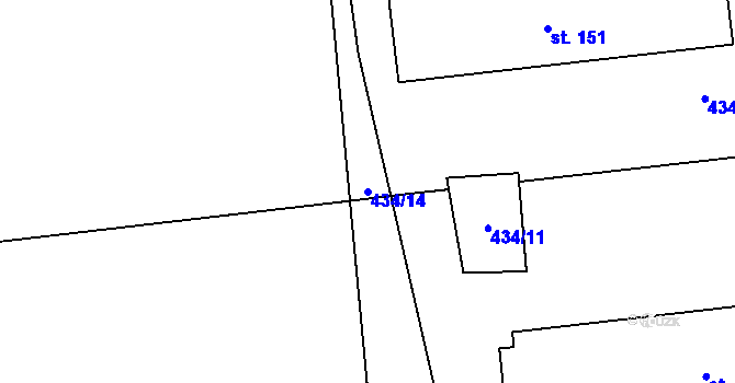 Parcela st. 434/14 v KÚ Chroustov, Katastrální mapa