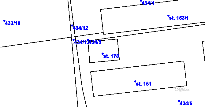 Parcela st. 178 v KÚ Chroustov, Katastrální mapa