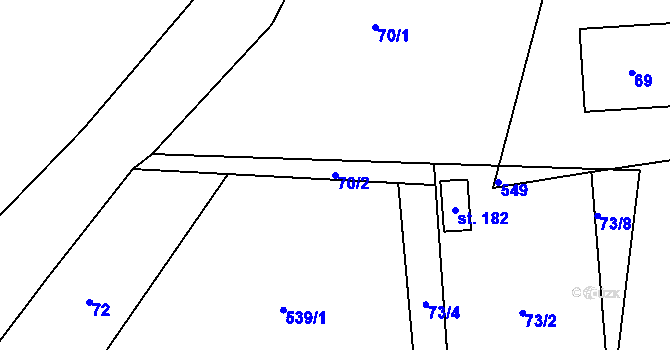 Parcela st. 70/2 v KÚ Chroustov, Katastrální mapa