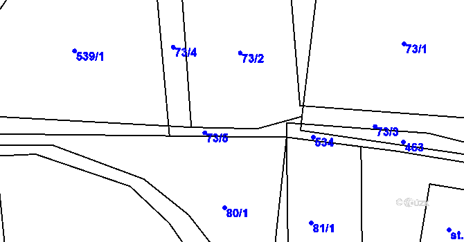 Parcela st. 73/7 v KÚ Chroustov, Katastrální mapa