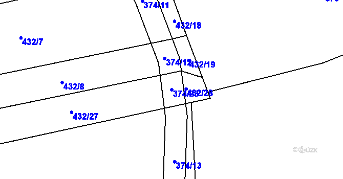 Parcela st. 374/23 v KÚ Chroustov, Katastrální mapa