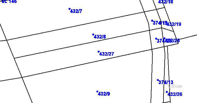 Parcela st. 432/27 v KÚ Chroustov, Katastrální mapa