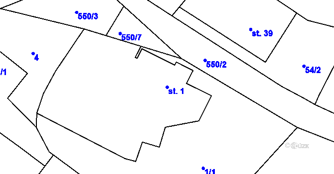 Parcela st. 1 v KÚ Chroustov u Miletína, Katastrální mapa