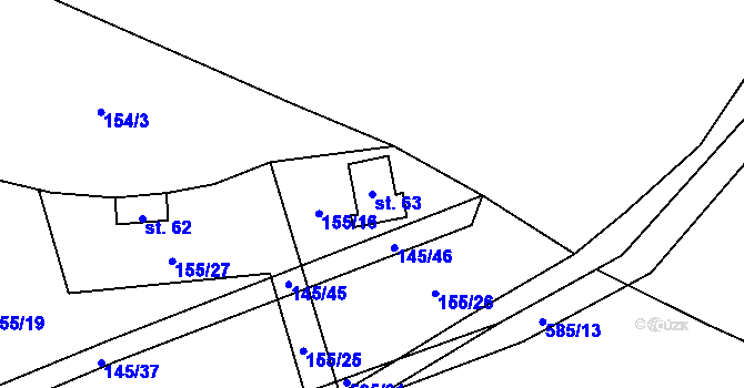 Parcela st. 63 v KÚ Chroustov u Miletína, Katastrální mapa