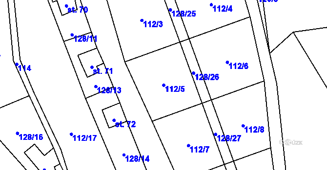 Parcela st. 112/5 v KÚ Chroustov u Miletína, Katastrální mapa