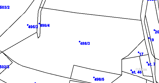 Parcela st. 498/3 v KÚ Chroustov u Miletína, Katastrální mapa