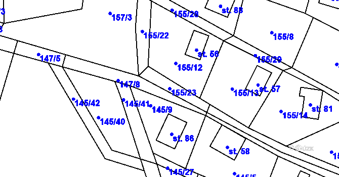 Parcela st. 155/23 v KÚ Chroustov u Miletína, Katastrální mapa