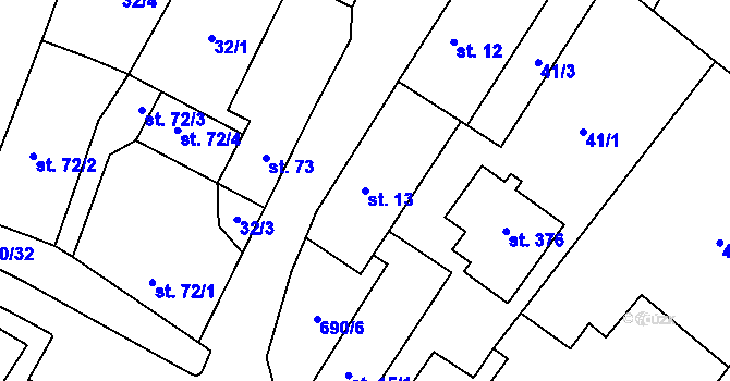 Parcela st. 13 v KÚ Chroustovice, Katastrální mapa