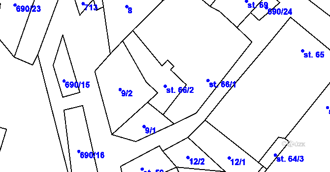 Parcela st. 66/2 v KÚ Chroustovice, Katastrální mapa