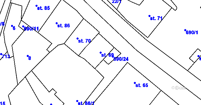 Parcela st. 69 v KÚ Chroustovice, Katastrální mapa
