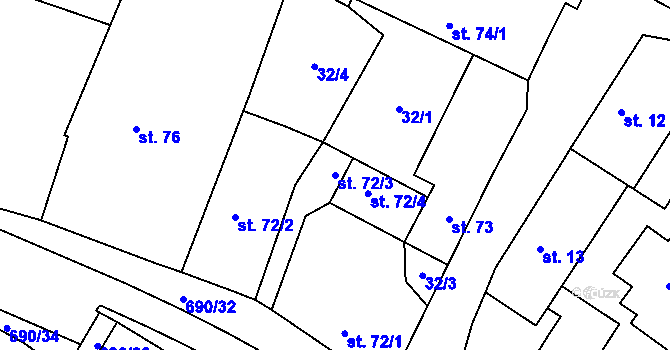 Parcela st. 72/3 v KÚ Chroustovice, Katastrální mapa
