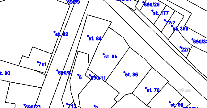 Parcela st. 85 v KÚ Chroustovice, Katastrální mapa
