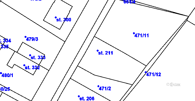 Parcela st. 211 v KÚ Chroustovice, Katastrální mapa