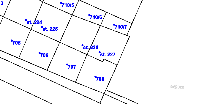 Parcela st. 227 v KÚ Chroustovice, Katastrální mapa