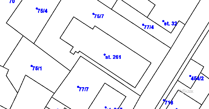 Parcela st. 261 v KÚ Chroustovice, Katastrální mapa
