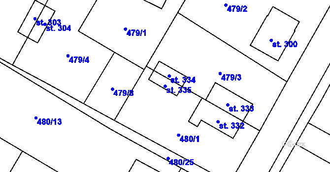 Parcela st. 335 v KÚ Chroustovice, Katastrální mapa