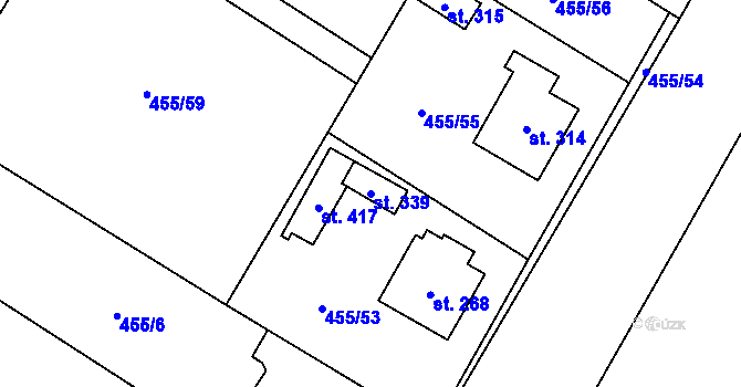 Parcela st. 339 v KÚ Chroustovice, Katastrální mapa