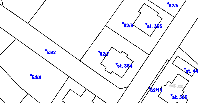 Parcela st. 62/7 v KÚ Chroustovice, Katastrální mapa